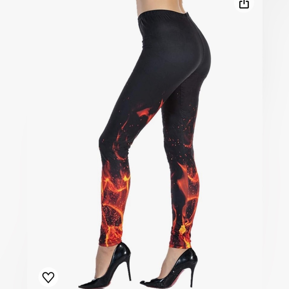 Black Flame Fire Leggings Size 0-12